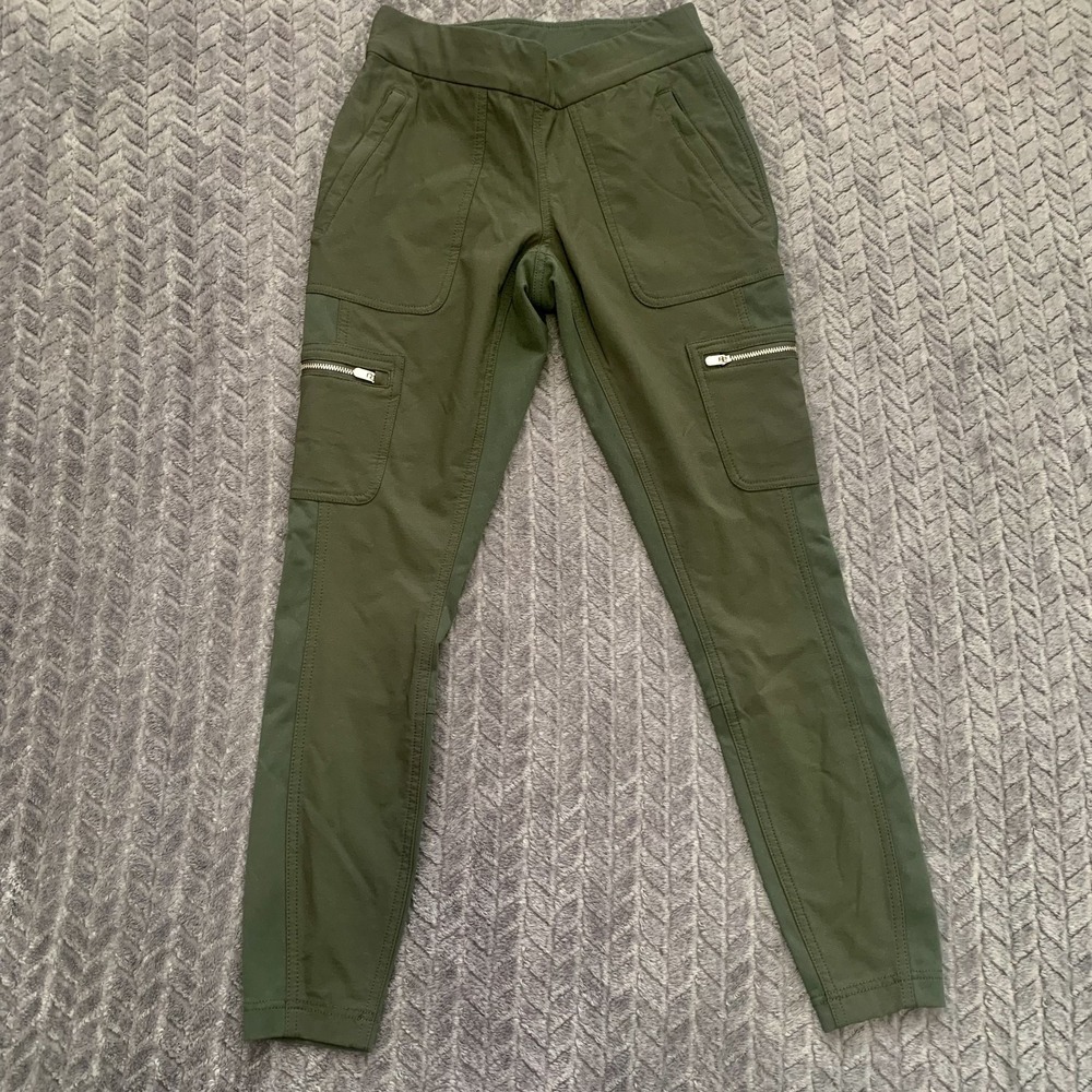 Athleta Size 4 Small Stellar Trouser Green Stretch Pockets Work Travel Active‎